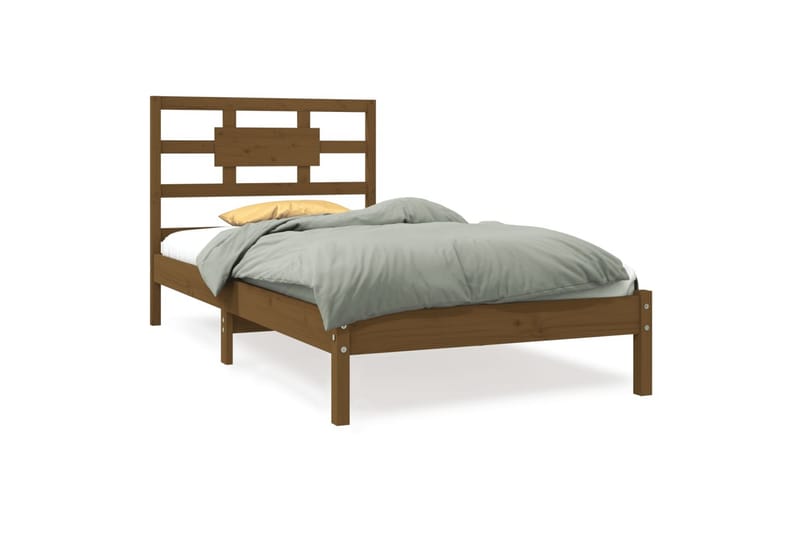 beBasic sengeramme 100x200 cm massivt træ gyldenbrun - Brun - Møbler - Senge - Sengeramme & sengestel