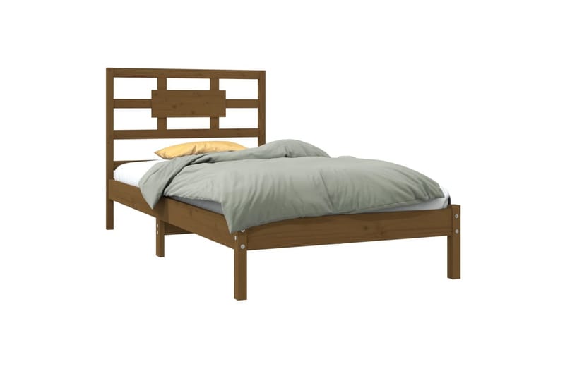 beBasic sengeramme 100x200 cm massivt træ gyldenbrun - Brun - Møbler - Senge - Sengeramme & sengestel