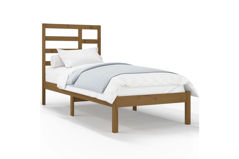 beBasic sengeramme 100x200 cm massivt træ gyldenbrun - Brun - Møbler - Senge - Sengeramme & sengestel