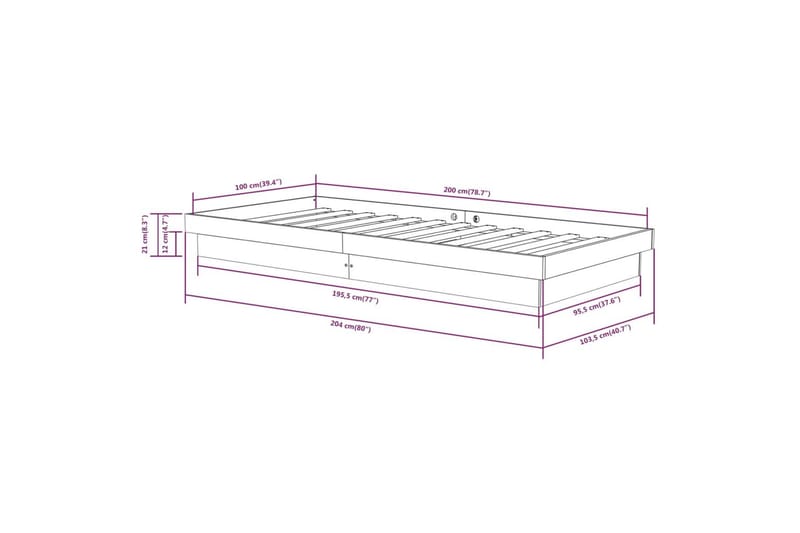 beBasic sengeramme 100x200 cm massivt træ hvid - Hvid - Sengeramme & sengestel