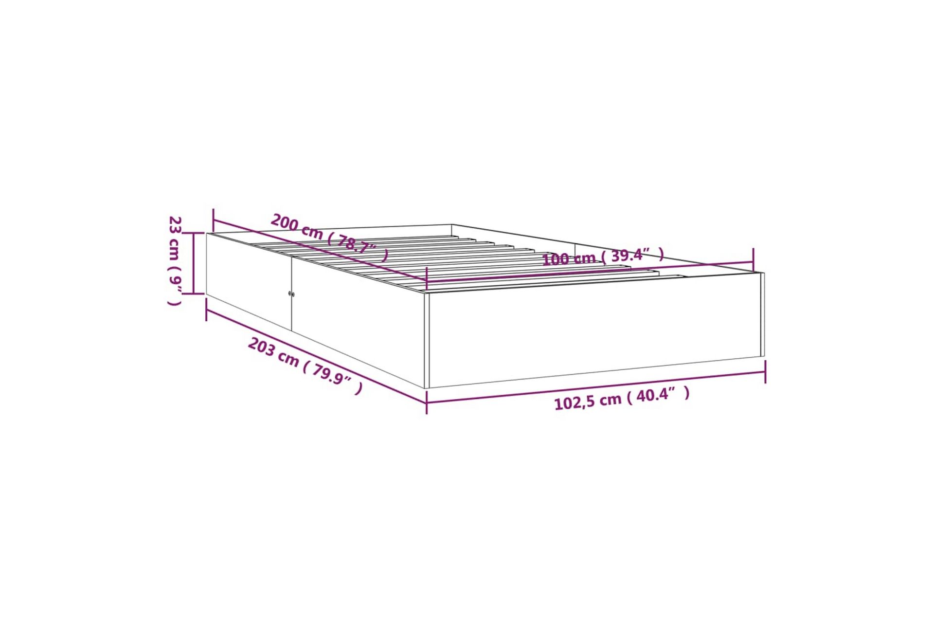 beBasic sengeramme 100x200 cm massivt træ hvid - Hvid - Møbler - Senge - Sengeramme & sengestel