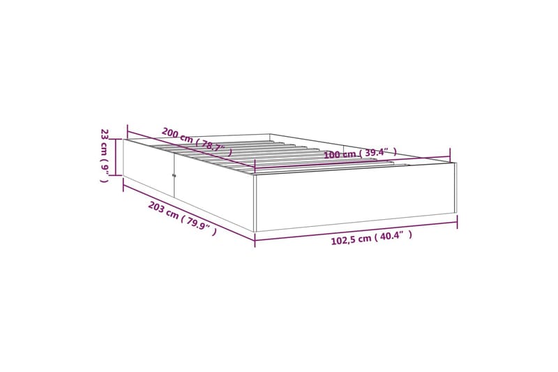 beBasic sengeramme 100x200 cm massivt træ hvid - Hvid - Sengeramme & sengestel