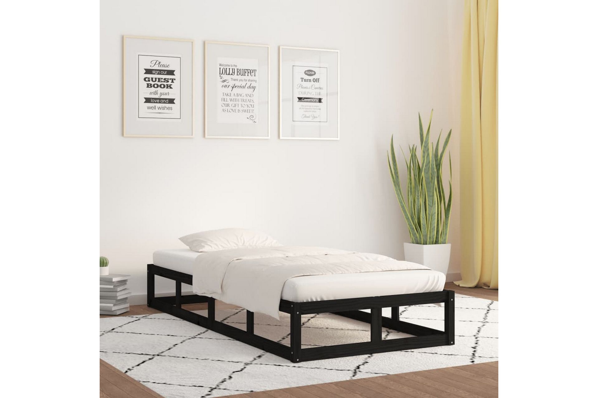 beBasic sengeramme 100x200 cm massivt træ sort - Sort - Møbler - Senge - Sengeramme & sengestel