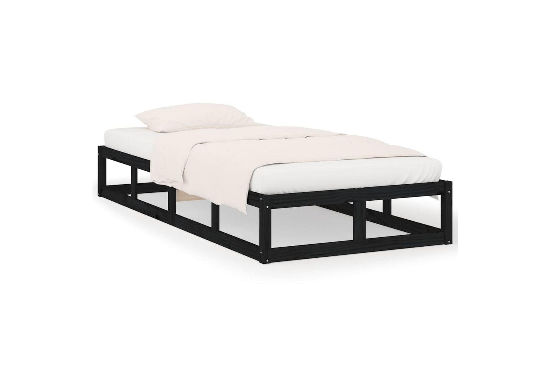beBasic sengeramme 100x200 cm massivt træ sort - Sort - Møbler - Senge - Sengeramme & sengestel