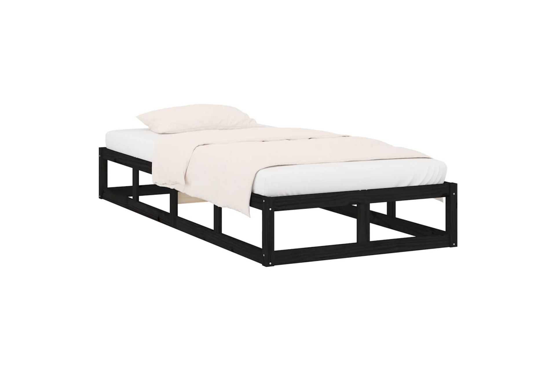 beBasic sengeramme 100x200 cm massivt træ sort - Sort - Møbler - Senge - Sengeramme & sengestel