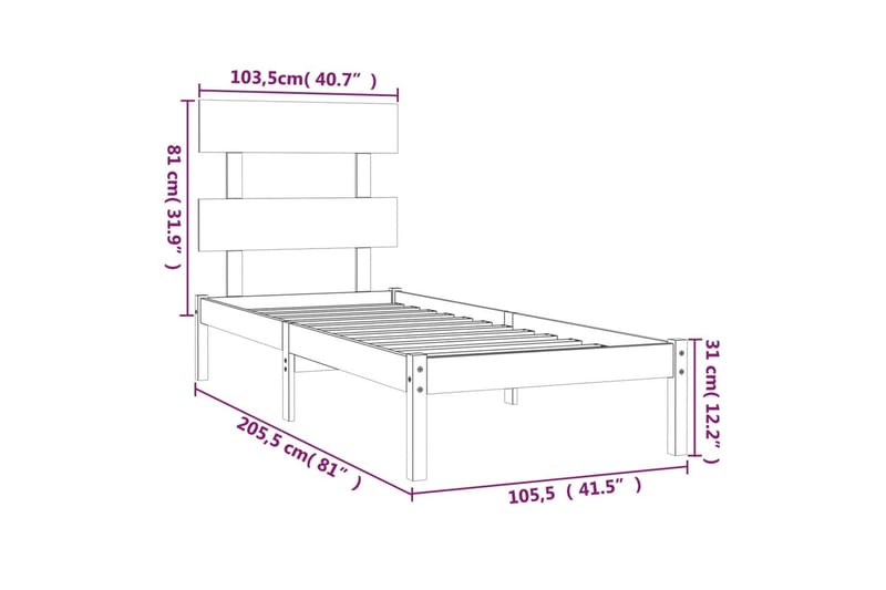 beBasic sengeramme 100x200 cm massivt træ sort - Sort - Sengeramme & sengestel