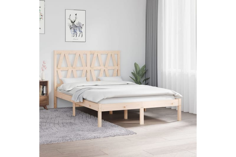 beBasic sengeramme 120x190 cm Small Double massivt fyrretræ - Brun - Møbler - Senge - Sengeramme & sengestel