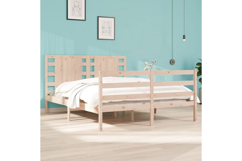 beBasic sengeramme 120x190 cm Small Double massivt fyrretræ - Brun - Møbler - Senge - Sengeramme & sengestel