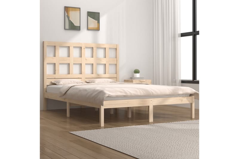 beBasic sengeramme 120x190 cm Small Double massivt fyrretræ - Brun - Møbler - Senge - Sengeramme & sengestel