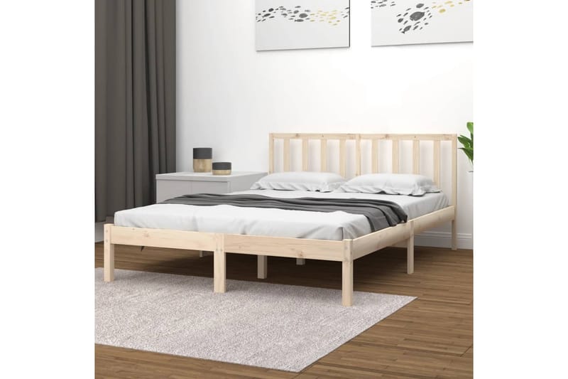 beBasic sengeramme 120x190 cm Small Double massivt fyrretræ - Brun - Møbler - Senge - Sengeramme & sengestel