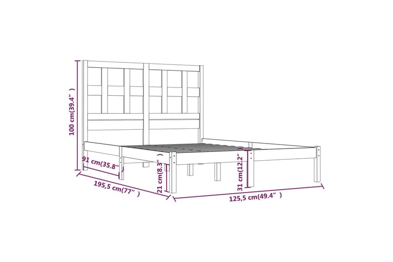 beBasic sengeramme 120x190 cm Small Double massivt fyrretræ hvid - Hvid - Sengeramme & sengestel