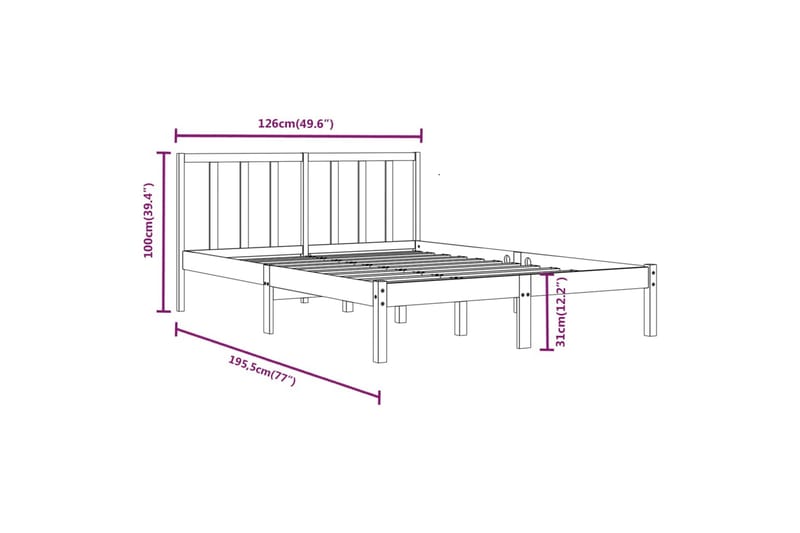 beBasic sengeramme 120x190 cm Small Double massivt fyrretræ hvid - Hvid - Sengeramme & sengestel