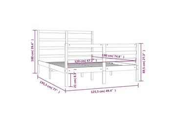 beBasic sengeramme 120x190 cm Small Double massivt fyrretræ hvid - Hvid - Møbler - Senge - Sengeramme & sengestel