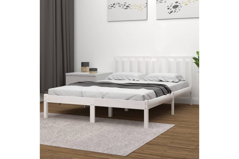 beBasic sengeramme 120x190 cm Small Double massivt fyrretræ hvid - Hvid - Møbler - Senge - Sengeramme & sengestel