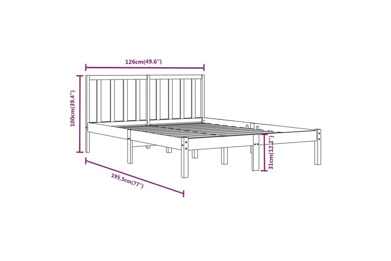 beBasic sengeramme 120x190 cm Small Double massivt fyrretræ hvid - Hvid - Sengeramme & sengestel