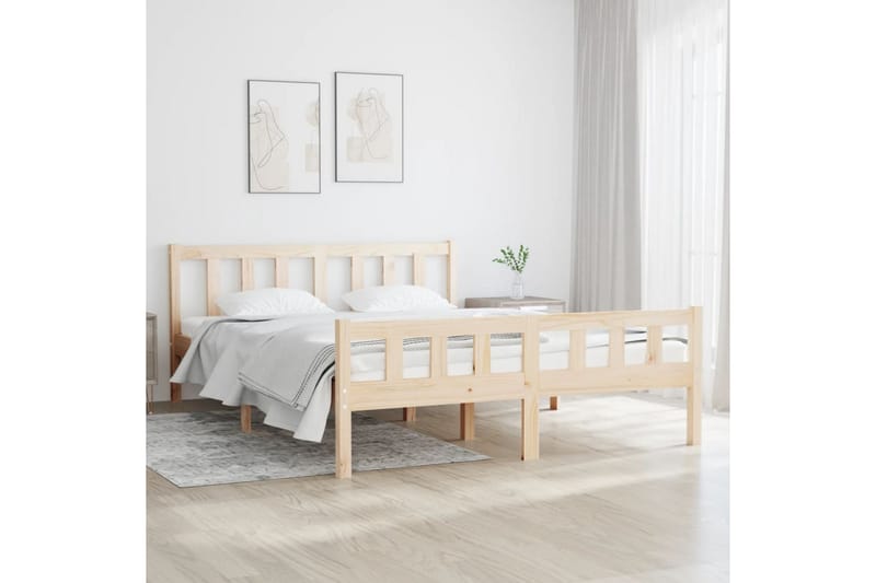 beBasic sengeramme 120x190 cm Small Double massivt træ - Brun - Møbler - Senge - Sengeramme & sengestel