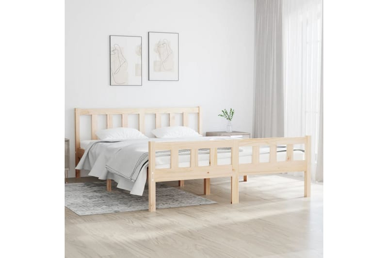 beBasic sengeramme 120x190 cm Small Double massivt træ - Brun - Sengeramme & sengestel