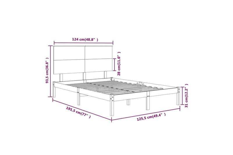 beBasic sengeramme 120x190 cm Small Double massivt træ - Brun - Sengeramme & sengestel