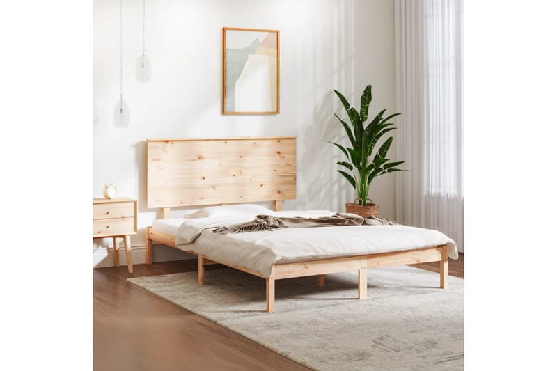 beBasic sengeramme 120x190 cm Small Double massivt træ - Brun - Møbler - Senge - Sengeramme & sengestel