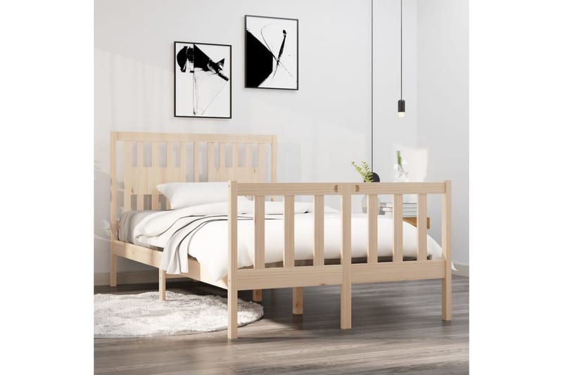 beBasic sengeramme 120x190 cm Small Double massivt træ - Brun - Møbler - Senge - Sengeramme & sengestel