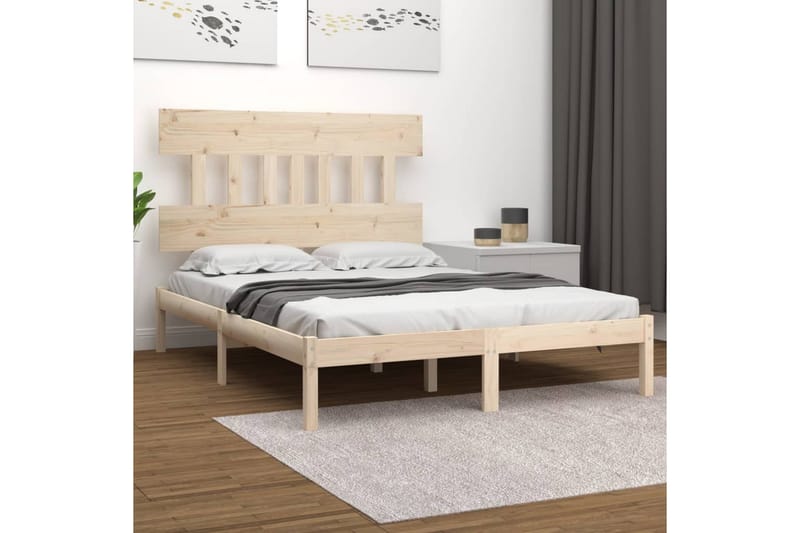 beBasic sengeramme 120x190 cm Small Double massivt træ - Brun - Sengeramme & sengestel