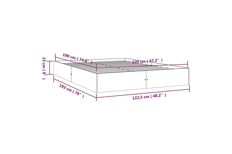 beBasic sengeramme 120x190 cm Small Double massivt træ gyldenbrun - Brun - Sengeramme & sengestel