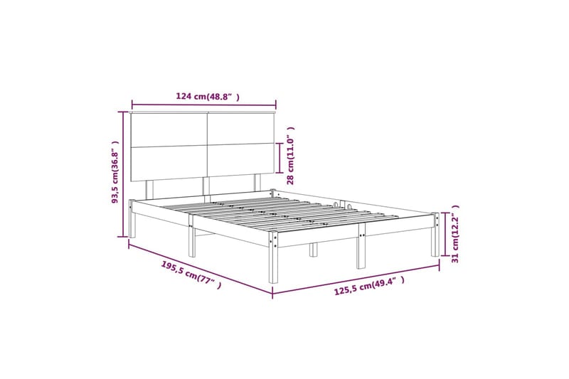 beBasic sengeramme 120x190 cm Small Double massivt træ hvid - Hvid - Sengeramme & sengestel