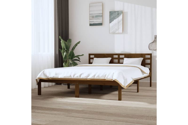 beBasic sengeramme 120x200 cm massivt fyrretræ gyldenbrun - Brun - Sengeramme & sengestel