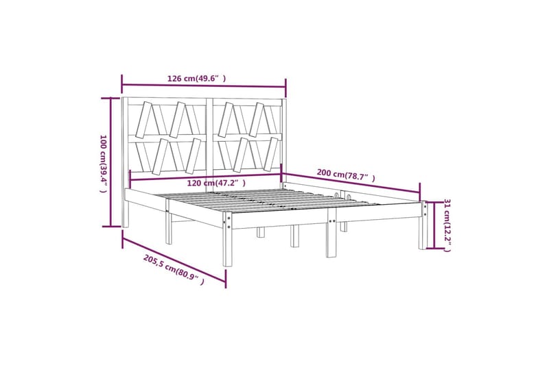 beBasic sengeramme 120x200 cm massivt fyrretræ hvid - Hvid - Sengeramme & sengestel