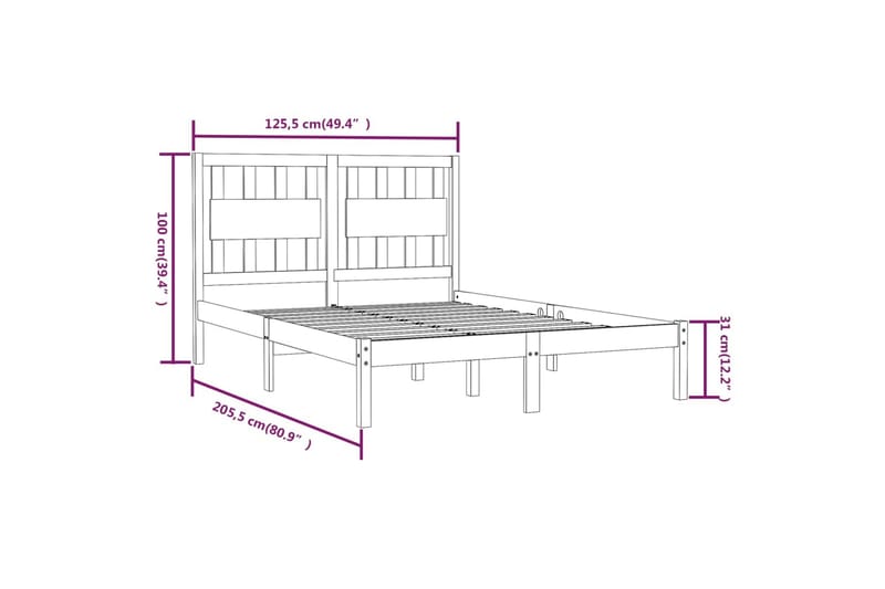 beBasic sengeramme 120x200 cm massivt fyrretræ hvid - Hvid - Møbler - Senge - Sengeramme & sengestel