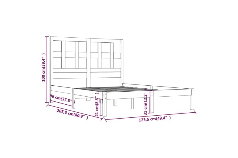 beBasic sengeramme 120x200 cm massivt fyrretræ hvid - Hvid - Sengeramme & sengestel