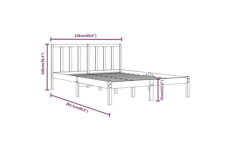beBasic sengeramme 120x200 cm massivt fyrretræ hvid - Hvid - Møbler - Senge - Sengeramme & sengestel