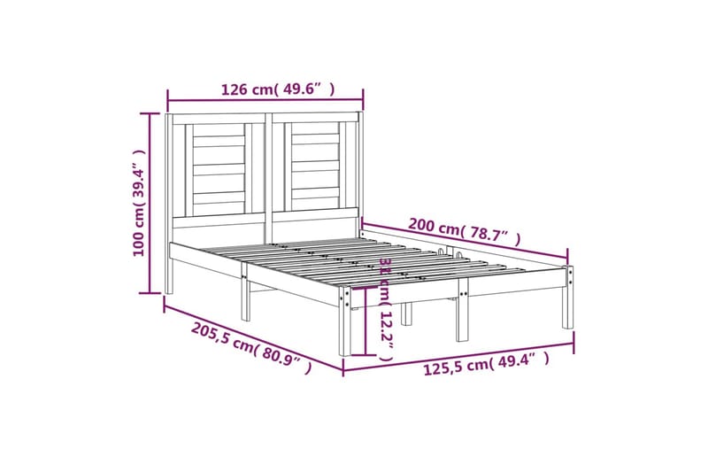 beBasic sengeramme 120x200 cm massivt fyrretræ hvid - Hvid - Sengeramme & sengestel