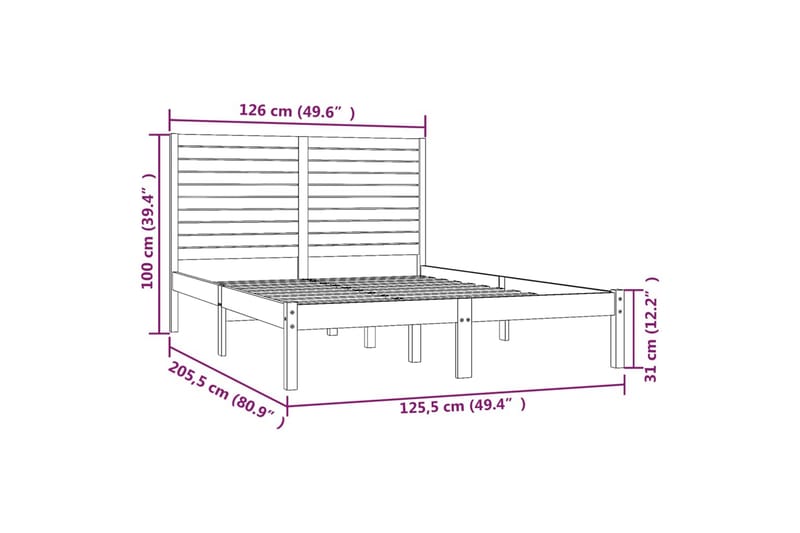 beBasic sengeramme 120x200 cm massivt træ - Brun - Møbler - Senge - Sengeramme & sengestel