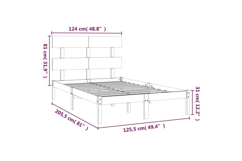 beBasic sengeramme 120x200 cm massivt træ - Brun - Sengeramme & sengestel