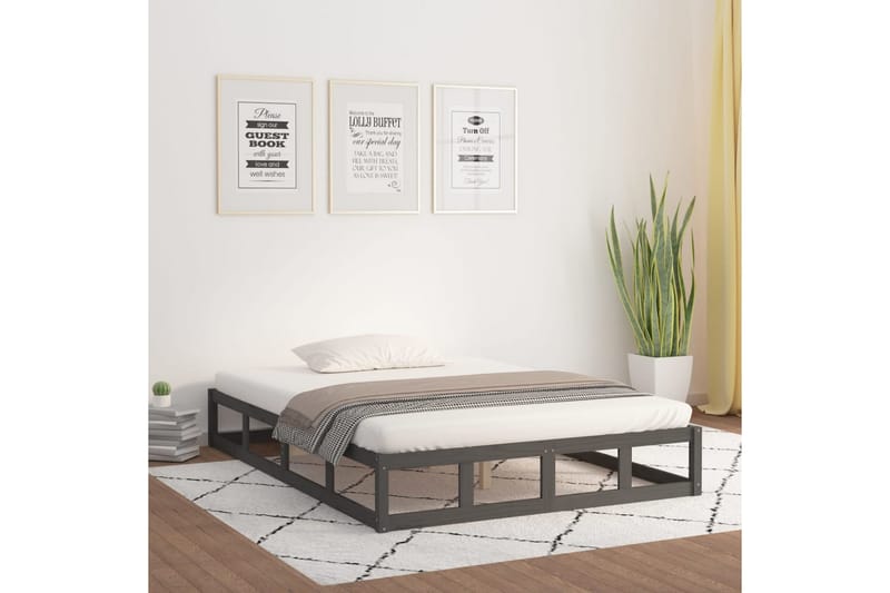 beBasic sengeramme 120x200 cm massivt træ grå - GrÃ¥ - Møbler - Senge - Sengeramme & sengestel