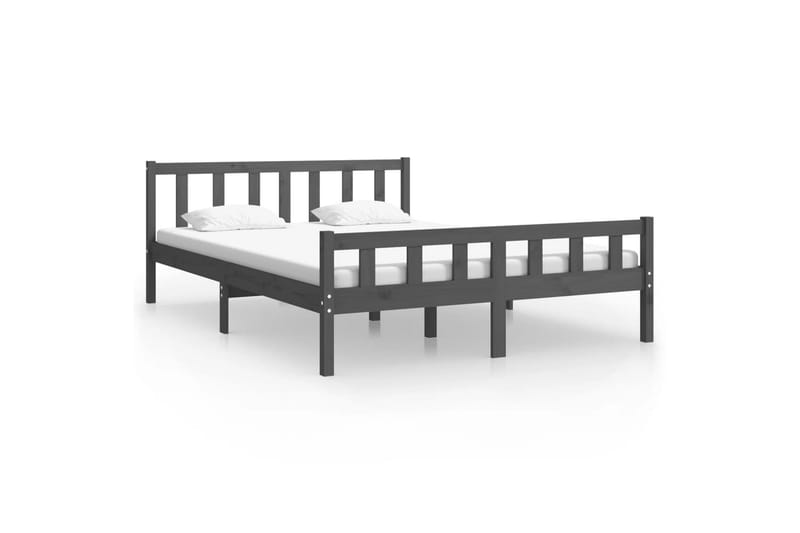 beBasic sengeramme 120x200 cm massivt træ grå - GrÃ¥ - Møbler - Senge - Sengeramme & sengestel