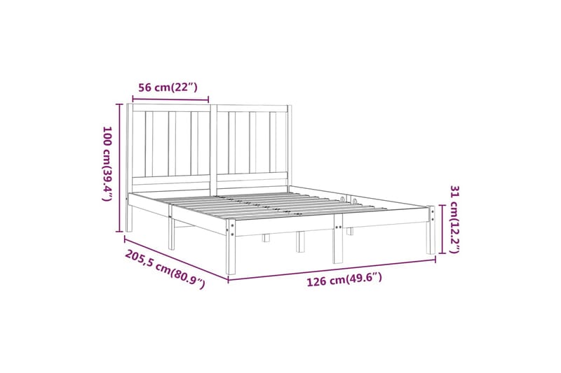 beBasic sengeramme 120x200 cm massivt træ hvid - Hvid - Sengeramme & sengestel