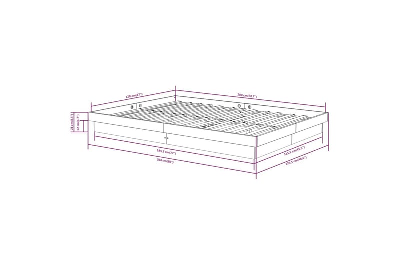 beBasic sengeramme 120x200 cm massivt træ sort - Sort - Sengeramme & sengestel