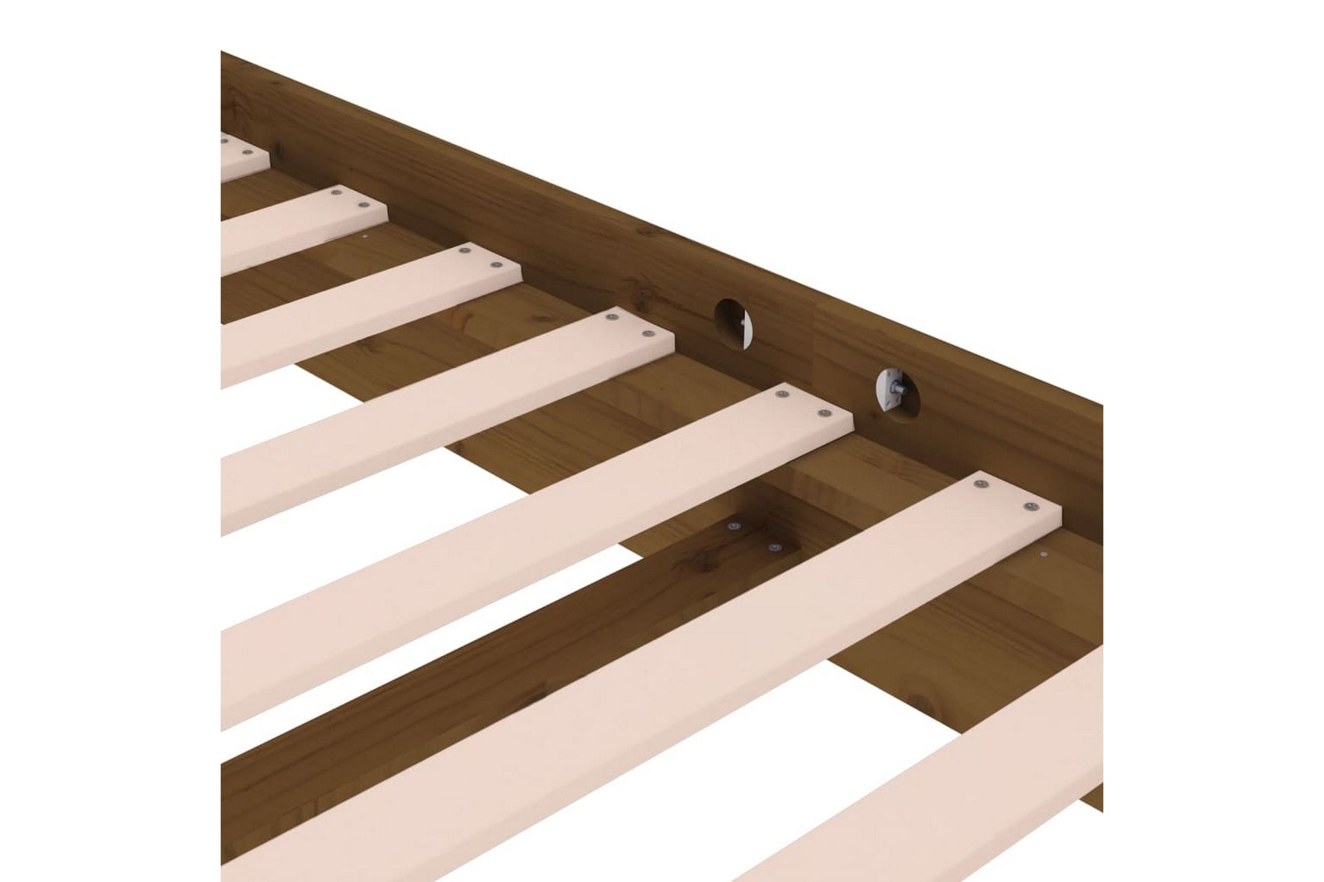 beBasic sengeramme 135x190 cm 4FT6 Double massivt træ gyldenbrun - Brun - Møbler - Senge - Sengeramme & sengestel