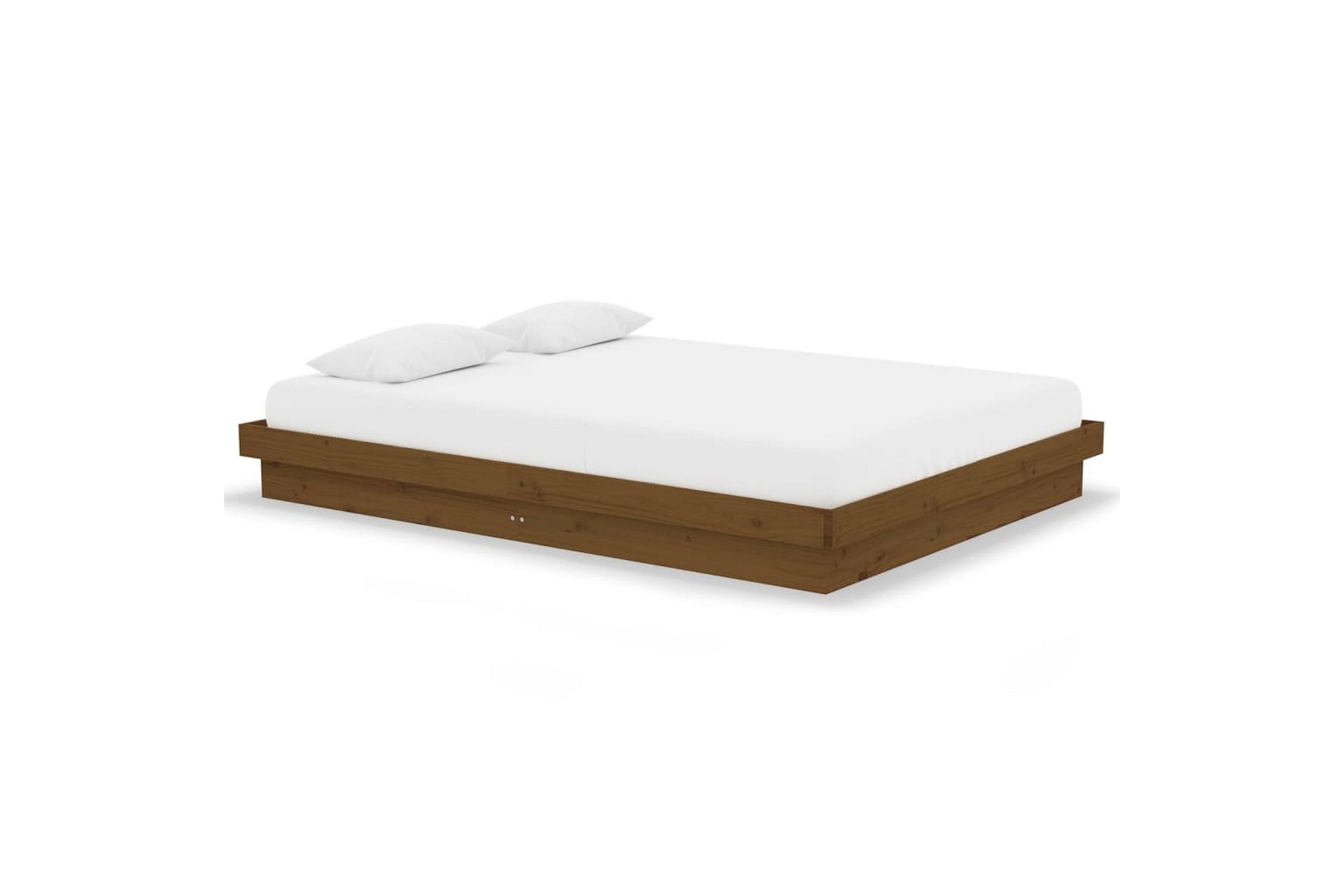 beBasic sengeramme 135x190 cm 4FT6 Double massivt træ gyldenbrun - Brun - Møbler - Senge - Sengeramme & sengestel