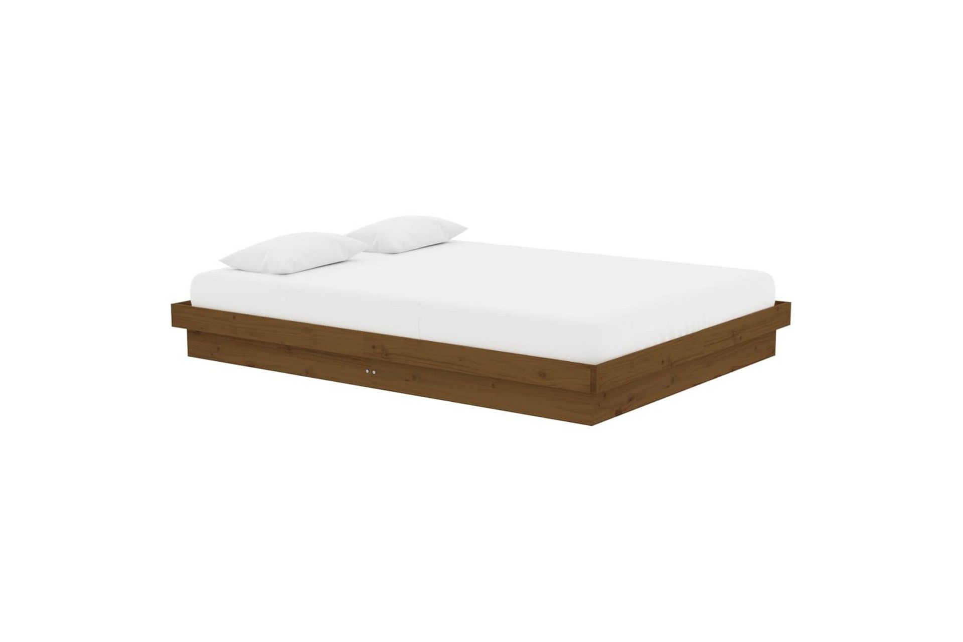 beBasic sengeramme 135x190 cm 4FT6 Double massivt træ gyldenbrun - Brun - Møbler - Senge - Sengeramme & sengestel