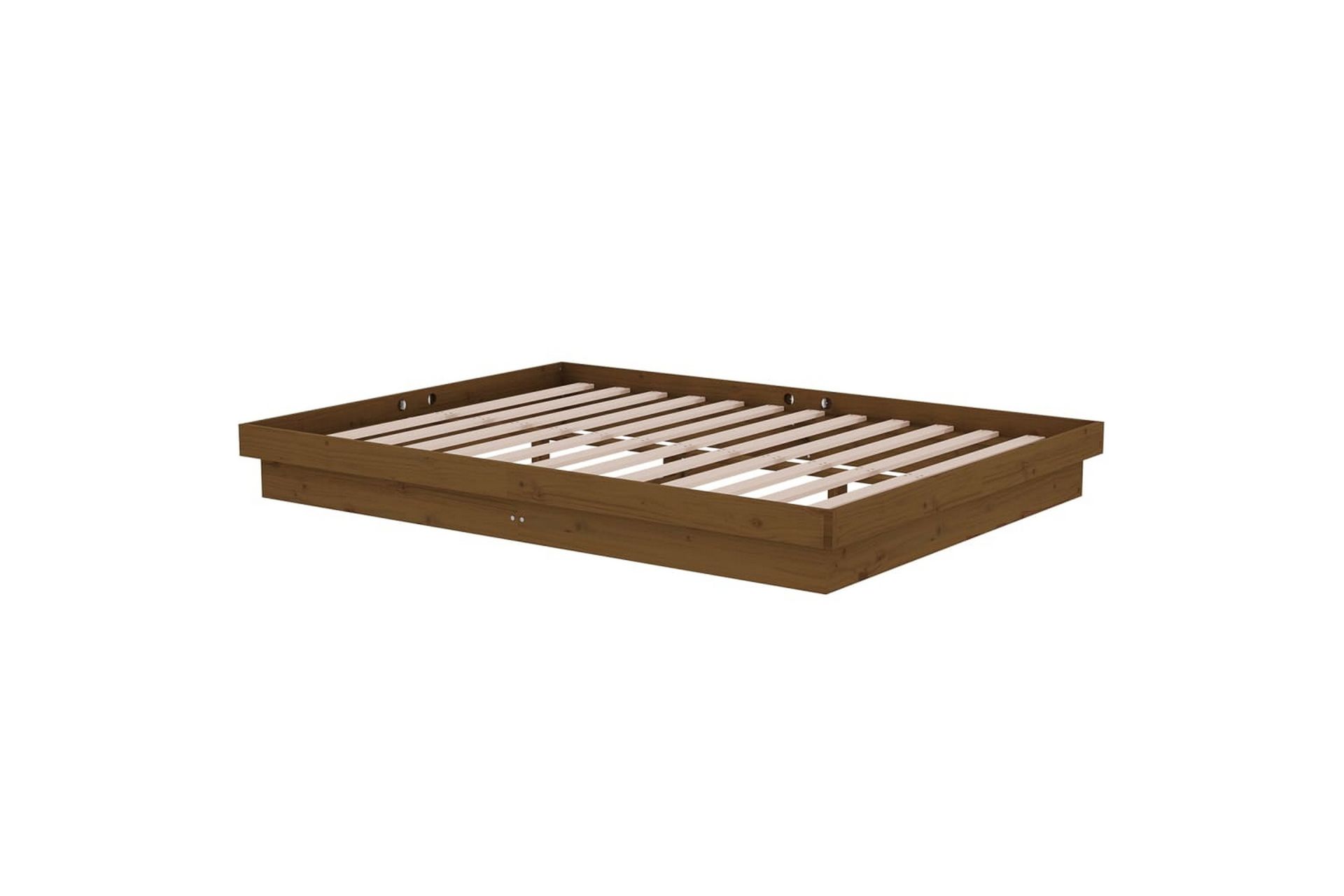 beBasic sengeramme 135x190 cm 4FT6 Double massivt træ gyldenbrun - Brun - Møbler - Senge - Sengeramme & sengestel