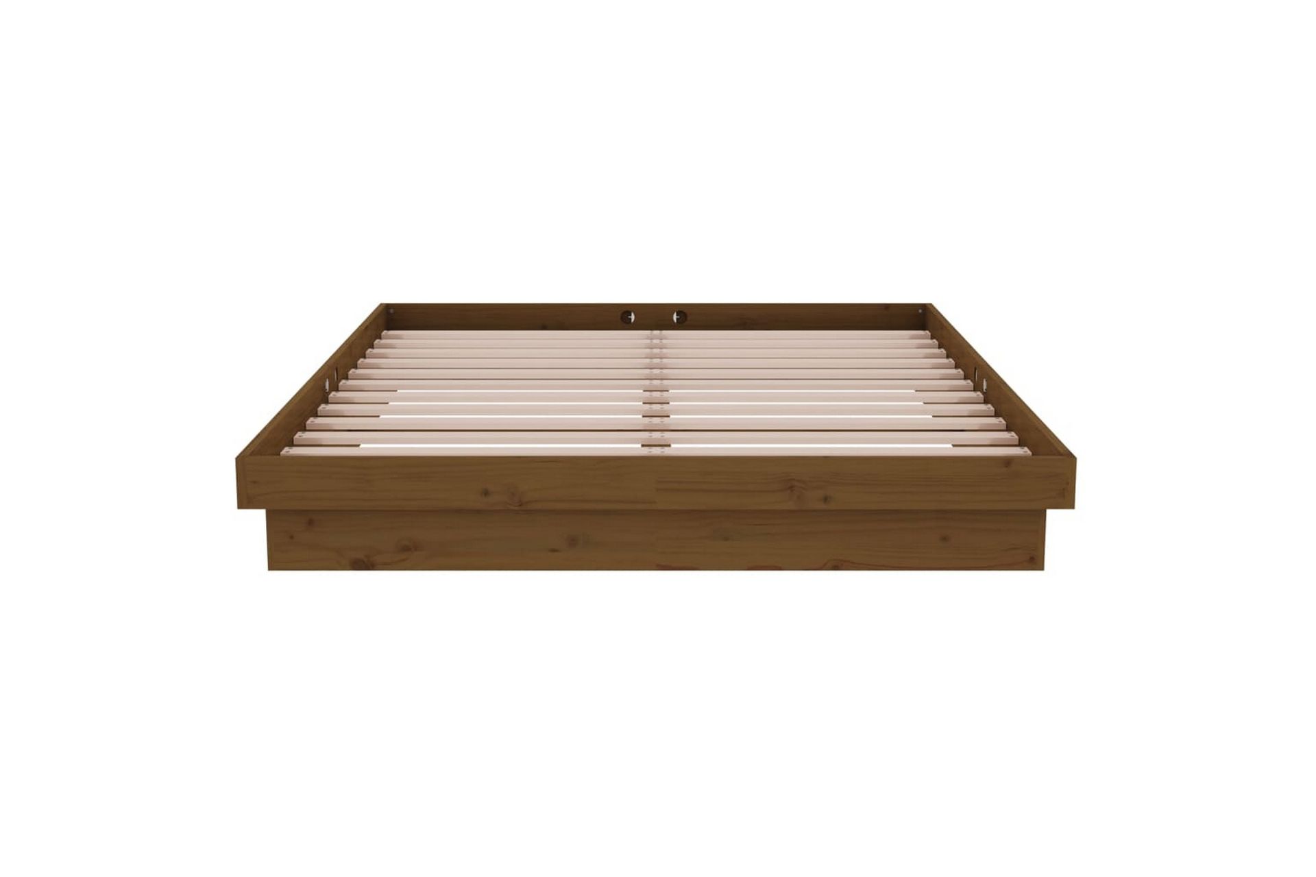 beBasic sengeramme 135x190 cm 4FT6 Double massivt træ gyldenbrun - Brun - Møbler - Senge - Sengeramme & sengestel