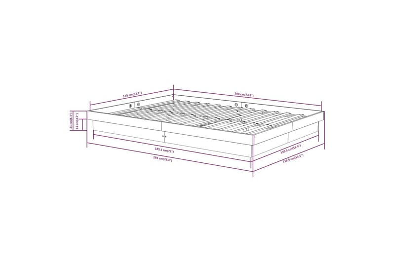 beBasic sengeramme 135x190 cm 4FT6 Double massivt træ gyldenbrun - Brun - Møbler - Senge - Sengeramme & sengestel