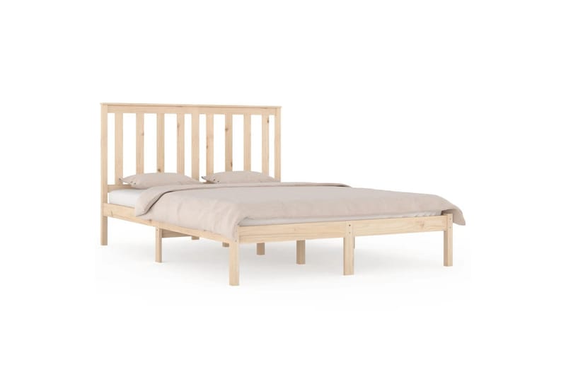 beBasic sengeramme 135x190 cm dobbelt massivt fyrretræ - Brun - Sengeramme & sengestel