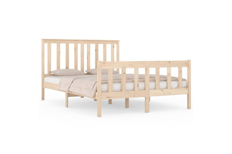 beBasic sengeramme 135x190 cm dobbelt massivt fyrretræ - Brun - Sengeramme & sengestel