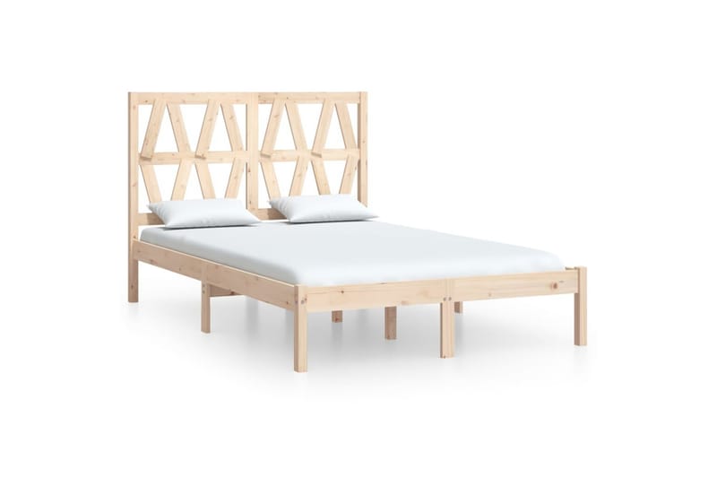 beBasic sengeramme 135x190 cm dobbelt massivt fyrretræ - Brun - Sengeramme & sengestel