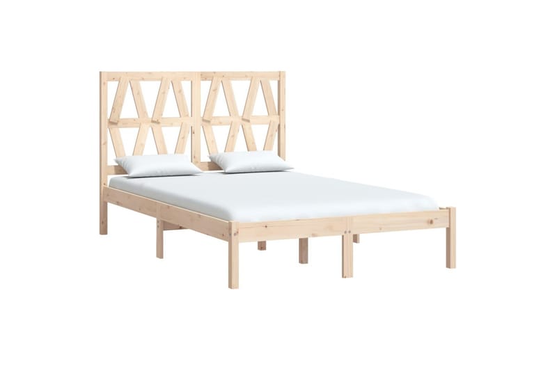 beBasic sengeramme 135x190 cm dobbelt massivt fyrretræ - Brun - Sengeramme & sengestel