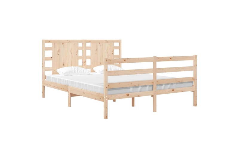 beBasic sengeramme 135x190 cm dobbelt massivt fyrretræ - Brun - Møbler - Senge - Sengeramme & sengestel